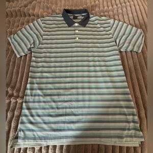 Dunning Golf Men’s XXL Performance Polo Blue Striped 2XL